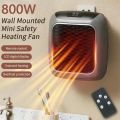 800W Mini Heater, PTC Ceramic Fast Heating Bathroom Heater with Remote Control, Wall Mounted Electric Heater for Indoor Use. 