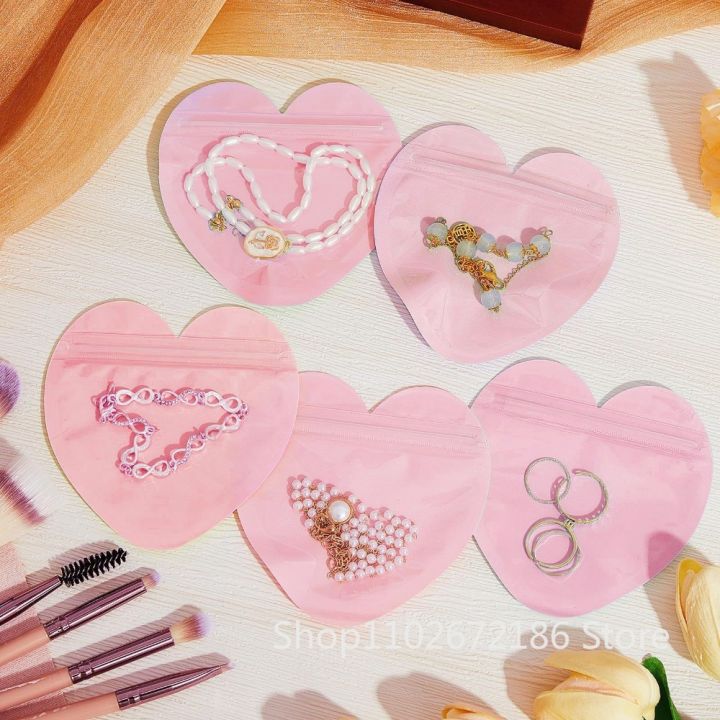 10-100%20Pcs%20Cute%20Pink%20Heart-shaped%20Self-sealed%20%20Bag,%20Party%20Valentine's%20Day%20Wedding%20%20Jewelry%20Earring%20Ring%20Storage%20Bag%20-%20Image%205