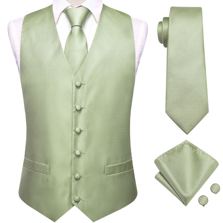 Sage%20Green%20Solid%20Floral%20Mens%20Suit%20Vests%204PC%20Woven%20Blue%20Waistcoat%20Tie%20Pocket%20Square%20Cufflinks%20Business%20Wedding%20Dress%20Waist%20Jacket%20-%20Image%203