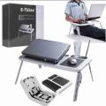 Folding Laptop Table Stand Holder 2 USB Cooling Fans Mouse Pad For Bed. 