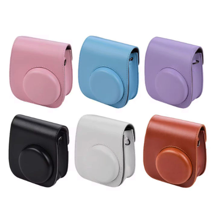 For Film Camera Bag for Instax Mini 11 9 8 Camera Case PU Leather Soft Silicone Cover Bag with Shoulder Strap