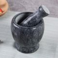 Marble Mortar and Pestle-Black (Pack Of One) Large Size. 