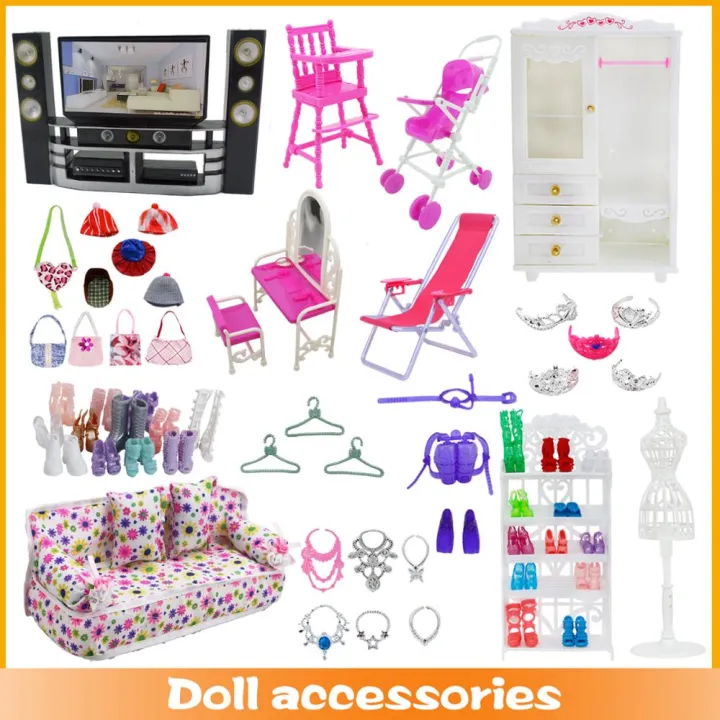 Mixed%20Doll%20Accessories%20Shoe%20Rack%20Pink%20Bed%20Bike%20Bag%20Sofa%20Dresser%20Display%20Doll%20Holder%20Dollhouse%20Furniture%20for%2030cm%20Girl%20Doll%20Toy%20-%20Image%202