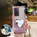 Love Heart Makeup Mirror Glitter Luxury Ring Phone Holder Case On For   A55 5G Girl Woman Used Anti-knock Cover. 