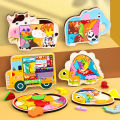 Wooden Animal Jigsaw Dinosaur Puzzle Kids Education Toys Colorful Fruit Transportation Puzzles DIY Fish Jigsaw Board Games. 