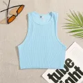 Crop Top Women Solid Basic T-shirts Vest Seamless Streetwear Elastic Rib-Knit Sleeveless Casual Tank Tops Female. 