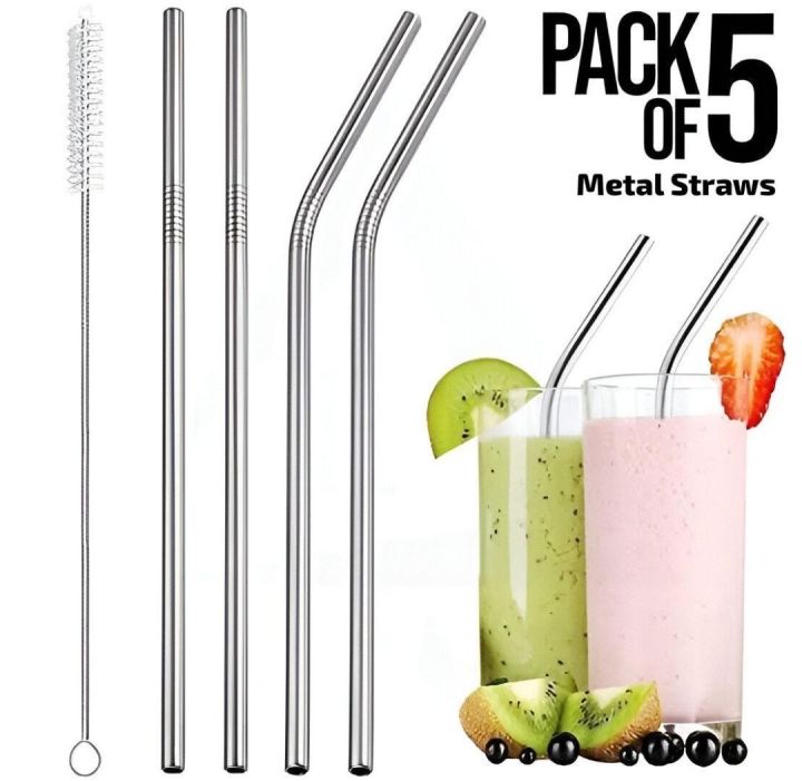 5Pcs%20Straws%20Stainless%20Steel%20Metal%20Reusable%20Drinking%20Straws%20with%20Cleaner%20Brush%20For%20Kids%20-%20Image%202