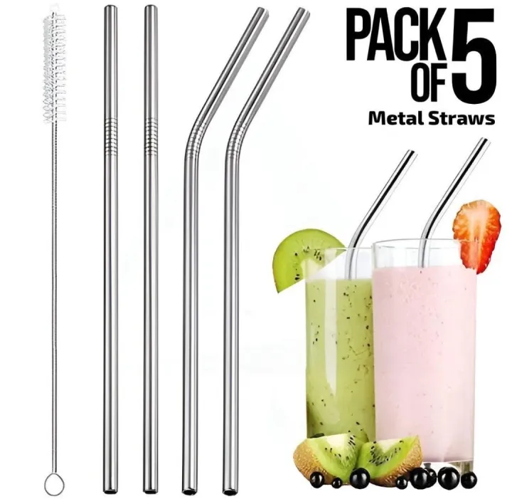 5Pcs%20Straws%20Stainless%20Steel%20Metal%20Reusable%20Drinking%20Straws%20with%20Cleaner%20Brush%20For%20Kids%20-%20Image%202