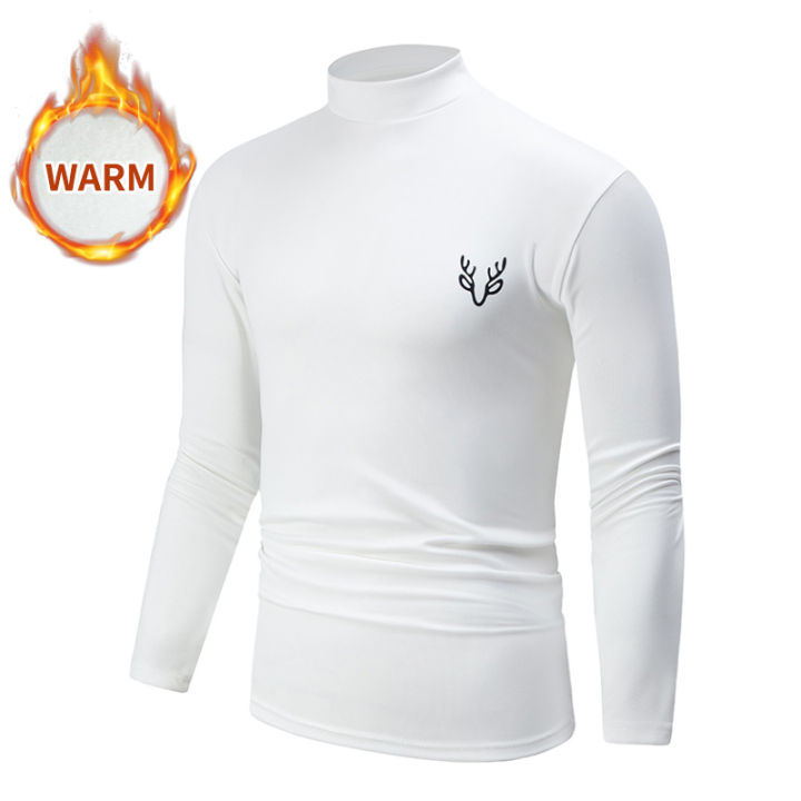 1/3%20Pcs%20Men's%20White%20BottoMing%20Small%20Turtleneck%20Shirt%20In%20Autumn%20And%20Winter%20Casual%20Joker%20Fashion%20Long%20Sleeve%20T-Shirt%20Teenagers%20War%20-%20Image%203