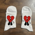 Street Bad Bunny Adult Knitting Socks Anime Cosplay Red Heart Cotton Cartoon Personality Socks Trend Stockings Gift.