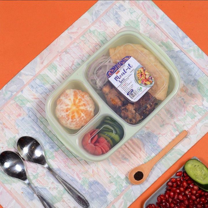 Meal It Lunch Box 1000ML with Three Compartments Leakproof for Office School Use