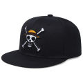 Pirate Skull Embroidered Baseball Hat Anime Cartoon Luffy Fashion Personalized Pattern Hip Hop Outdoor Sunscreen Flat Edge Hat. 