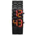 Fashion Mens Digital Lava Wrist Watch Men Black Full Metal Red Blue LED Display Watches  for Male Boy Sport Creative Clock. 