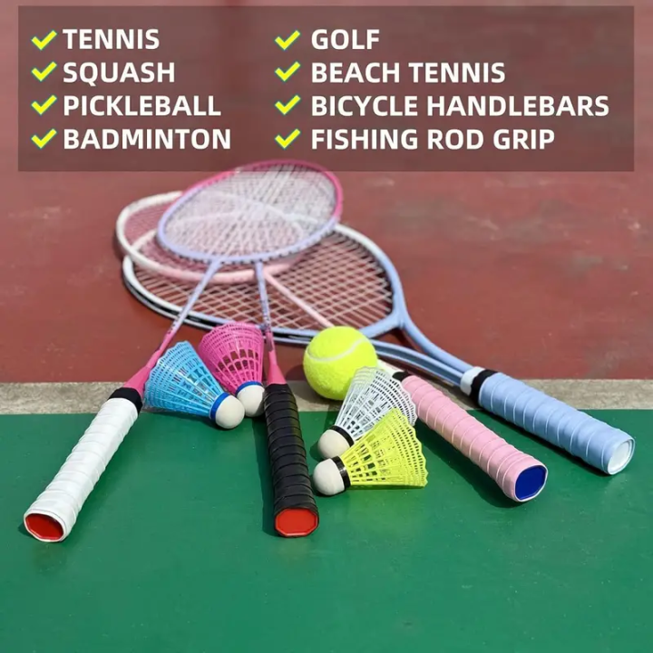 6pcs Tennis Racket Grip Silicone Grip Anti-slip Sweat absorbing Tennis and Badminton Racket Handle Cover Multi-color Mixed Pack