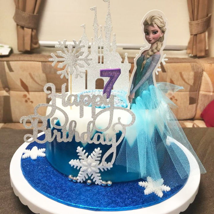Disney Princess Cake Decoration Frozen Cake Cupcake Toppers Cake Flag for Baby Shower Happy Birthday Supplies Party Cake Decor