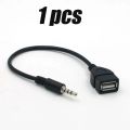 3.5mm black car Aux audio cable to USB audio cable car electronics for Play Music car audio cable USB headphone converter. 