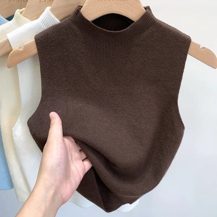 Spring%20Autumn%20Temperament%20Knitted%20Sweater%20Vest%20Women's%20Half-turtleneck%20Camisole%20Cropped%20Top%20Sleeveless%20Tank%20Top%20-%20Image%205
