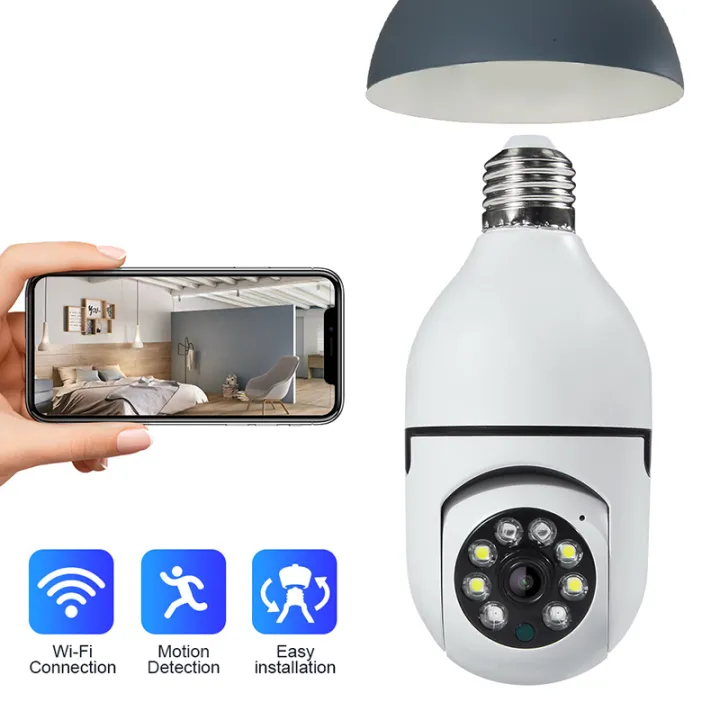 2MP 2.4G E27 Bulb Security Monitor Cam Wireless Automatic Human Tracking Night Vision Full Colour Surveillance Camera