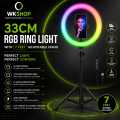WKSHOP 33CM RGB Ring Light with 7FT Adjustable Tripod Stand USB LED Selfie Ring Lamp for TikTok YouTube Live Streaming Makeup Photography Video Recording Mobile Holder Dimmable Studio Light 26 RGB Modes 3 Color Temperatures for Creators Vloggers Gaming. 