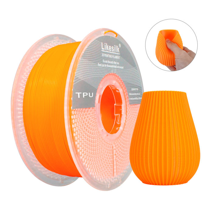 Likesilk 95A TPU Filament, Soft Flexible 3D Printer Filament 1.75mm, Dimensional Accuracy +/- 0.03, 1kg Spool(2.2 lbs), TPU Oran