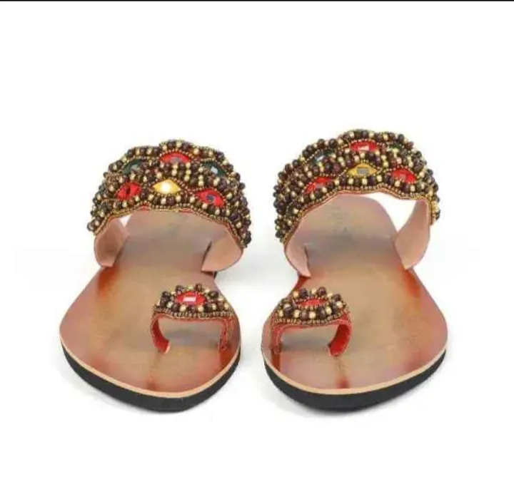Ladies%20Gorgeous%20Random%20Use%20Flat%20Sandals%20With%20Puthi%20work%20-%20Rajsthani%20Stone%20Work%20One%20Pie%20Girls%20Flat%20Shes%20-%20Womens%20One%20Pie%20Casual%20Slipper%20-%20Female%20Flat%20Slides%20Sandals%20-%20Image%202