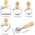 Ravioli Stamp Set,cookie Cutters with Wooden Handles and Grooved Edges,suitable for Ravioli, Pasta, Tortellini, Lasagna, Pierogi.