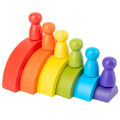 DIY children's wooden rainbow toy creative wood rainbow stacked balance blocks baby toy Montessori educational toys for children. 