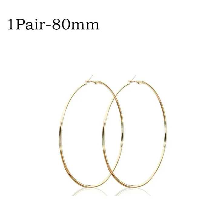 2/4Pcs%20Thin%20Big%20Circle%20Hoop%20Earrings%20for%20Women%20Men,%20Stainless%20Steel%20Ear%20Ring%20Fashion%20Piercing%20Jewelry%20%20Nightclub%20DJ%20-%20Image%203