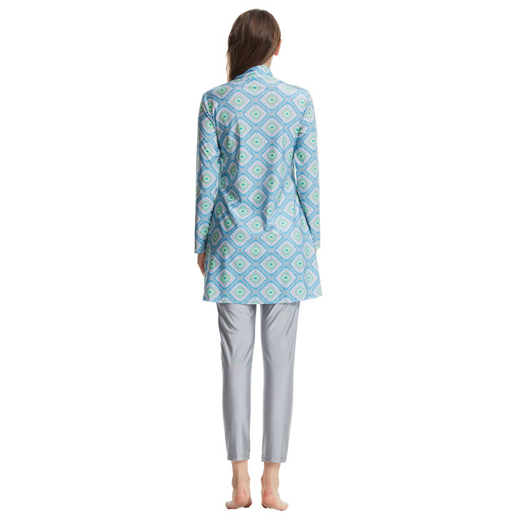 H1020%20Muslim%20Women%20Full%20Coverage%203%20PCS%20Swimming%20Clothes%20Arab%20Lady%20Long%20Sleeves%20Printing%20Zipper%20Swimwear%20-%20Image%204
