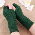 Winter Fingerless Gloves for Women, Computer Short Warm and Extended Korean Style Half-Finger Knitted Flat Gloves.