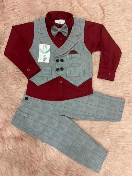 demanding%20four%20piece%20party%20dress%20set%20for%206%20month%20to%207%20years%20baby%20boys%20with%20full%20sleeves%20shirt%20,%20full%20pant%20,%20vest%20and%20a%20bow%20tie%20-%20Image%202