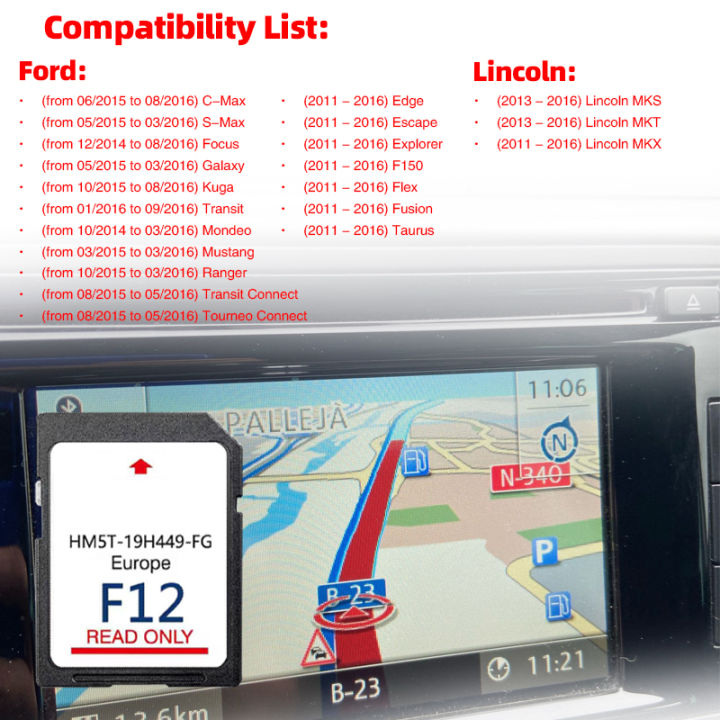 Navi SD Card Sync2 F12 2024 Kuga Mondeo S-Max C-Max Focus Sync2 HM5T-19H449-FG for Ford Car