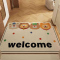 VIKAMA Cartoon Cute Bear Crystal Velvet Carpet Living Room Bathroom Entrance Door Door Dirty And Non-Slip Mat Home Decoration. 