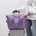 Trolley Large Capacity Folding Travel Bag | luggage bag with wheels Lightweight Waterproof Carry on Luggage Bag with Fixed Strap | Dry and Wet Separation Foldable Travel Duffel Bag. 