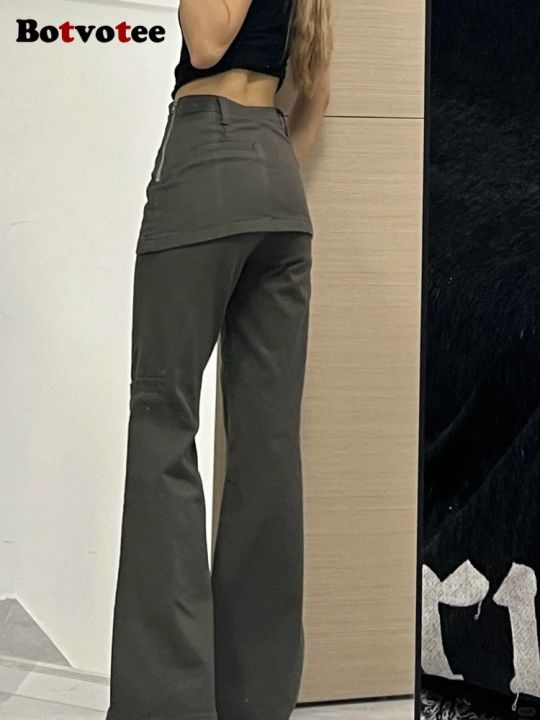 Botvotee%20Fake%20Two-Piece%20Plus%C2%A0size%20Wide%20Leg%20Jeans%20for%20Women%202025%20New%20Y2k%20Fashion%20Streetwear%20High%20Waisted%20Flare%20Denim%20Pants%20-%20Image%203