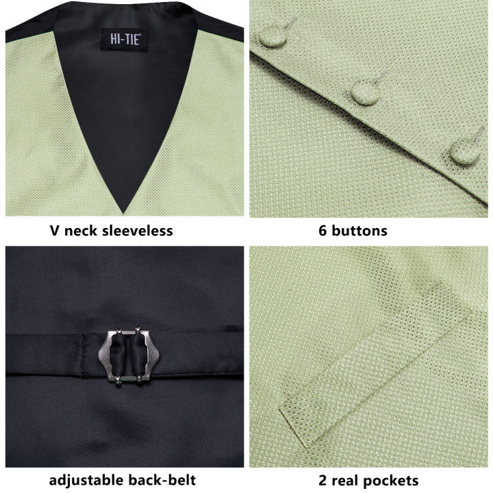 Sage%20Green%20Solid%20Floral%20Mens%20Suit%20Vests%204PC%20Woven%20Blue%20Waistcoat%20Tie%20Pocket%20Square%20Cufflinks%20Business%20Wedding%20Dress%20Waist%20Jacket%20-%20Image%206