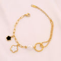 316L Stainless Steel Shell Flower Pendant Bracelet For Women Gold Pearl Bracelet Color Shell Charms Chain Bracelets Jewelry. 