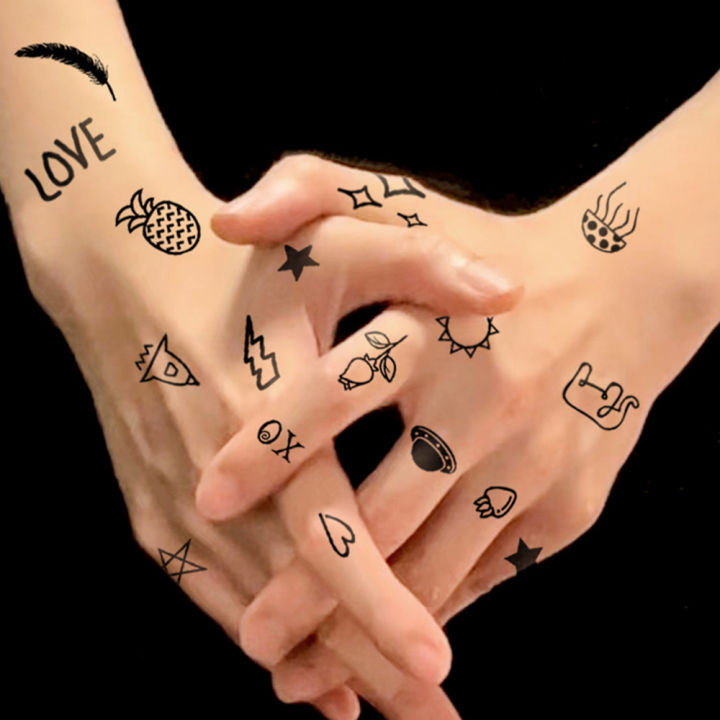 10pcs%20Waterproof%20Temporary%20Tattoo%20Sticker%20Dark%20Small%20Symbol%20Emoticon%20Flower%20Skull%20Body%20Art%20Arm%20Fake%20Tattoos%20Women%20Men%20Neck%20Hand%20-%20Image%204