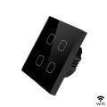 UNKAS No Neutral Wire Required 4 Gang Wifi Wall Light Touch Switch EU 220V Works with Tuya Smart Home Support Alexa  Home. 