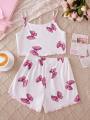 Summer collection of fashionable home clothes for girls, elegant and sweet bow camisole vest shorts for outdoor leisure..