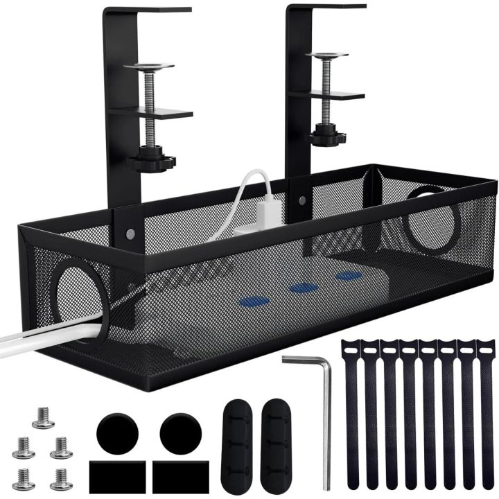 No Drill under Desk Cable Management Tray Cable Tray with Clamp for ...