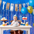 1x2m Blue Tinsel Curtain Party Backdrop Glitter Foil Fringe Curtain Dark Blue Party Streamers Hanging Birthday Baby Shower Decor.