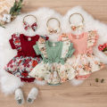 Summer Baby Girl Dress With Bowknot Striped Jumpsuit Cotton Dress For Newborn Floral Clothes Baby Crawling Clothes. 