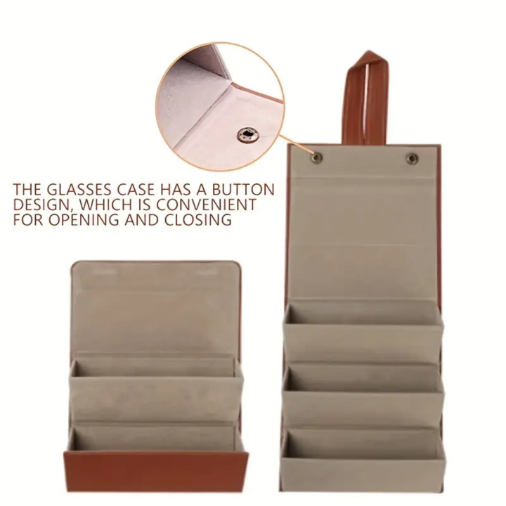 1pc%205/6%20Slots%20PU%20Leather%20Sunglasses%20Storage%20Case%20Portable%20Foldable%20Eyeglasses%20Organizer%20Display%20Multi%20Hanging%20Eyeglasses%20Holder%20-%20Image%204