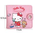 Cute Pink Anime Hello Kitty Small Short Wallet for Girls Women Kuromi Cinnamoroll Kawaii Coin Purse with Buttons Folding Wallets. 