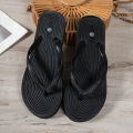 Women's Summer Solid-Color Fashion Waterproof Non-Slip Breathable Round-Toe Flat Slip-On Beach Pool Bathroom Flip-Flops. 
