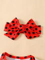 0-24Months Infant Girl Cute Summer Outfits Short Sleeved Ladybug Romper+Polka Dot Shorts+Headband 3PCS Cute Toddler Clothing Set. 