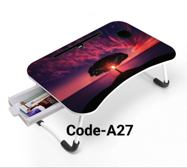 Printed Foldable Laptop Table with drawer Code-A27
