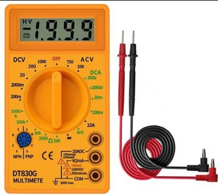 Digital Multimeter LCD AC DC Measuring Voltage Current for Home use.Campus Component Voltage Ampere Ohm Tester,Electronic Tester Yellow