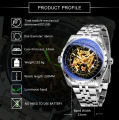 JARAGAR Military Mens Watch Steampunk Skeleton Automatic Mechanical Watches Luxury Steel Strap Luminous Pointer Sport Wristwatch. 